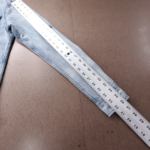 Chambray Shirt Mns S Blue Light Acid Wash Long Sleeve Button Up Slim Skater 90s - Picture 8 of 10